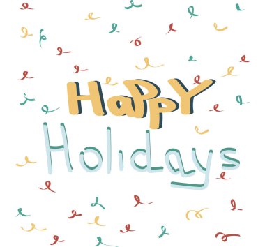 Yeni yıl ve Noel 'in şirin harfleri. El çizimi vektör çizimi. Tebrik kartları, posterler, çıkartmalar ve mevsimlik tasarım için kış öğeleri.