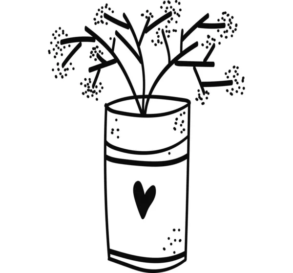 Mignon plante à la maison éléments dessinés à la main hygge cartes de vœux, affiches, autocollants et design saisonnier . — Image vectorielle