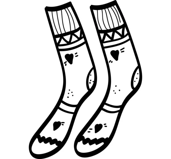 Chaussettes à un seul élément dessiné à la main pour le Nouvel An ou l'automne cartes de vœux, affiches, autocollants et design saisonnier . — Image vectorielle