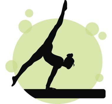 Genç kız jimnastikçi silueti spor sporcusu vektör çizimi. Eğitim performansı jimnastiği. Şampiyonluk spor akrobatlığı güzel bir özelliktir. Kadın akrobatik