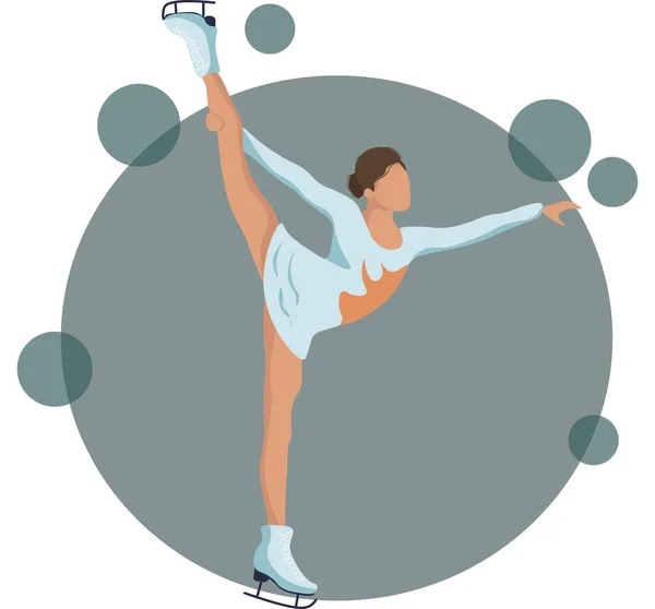 Personajes femeninos. Atleta en la pista. Ilustración vectorial plana. Patinaje artístico. Atletas Ilustración de deportes de invierno. Mujer en movimiento imágenes vectoriales . — Archivo Imágenes Vectoriales