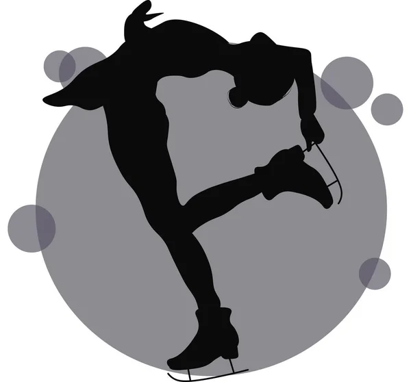 Personajes femeninos. Atleta en la pista. Ilustración vectorial plana. Patinaje artístico. Imágenes vectoriales de mujer en movimiento. Elementos de patinaje artístico. Siluetas negras — Vector de stock