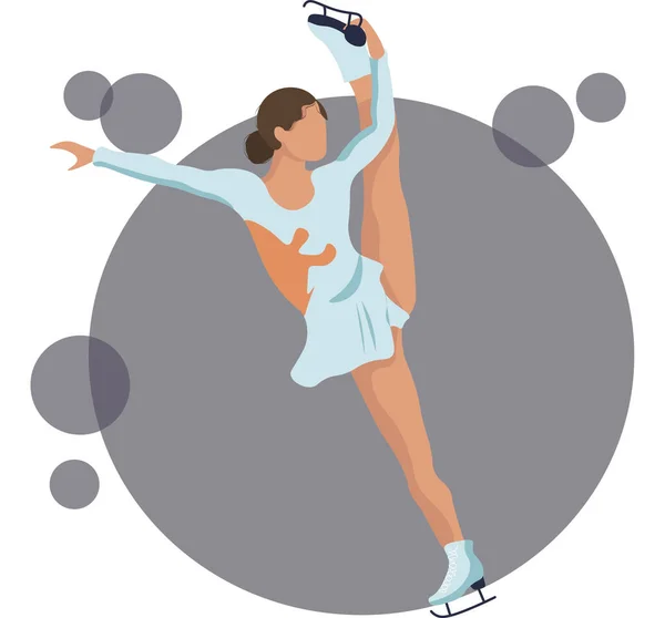 Personajes femeninos. Atleta en la pista. Ilustración vectorial plana. Patinaje artístico. Atletas Ilustración de deportes de invierno. Mujer en movimiento imágenes vectoriales . — Vector de stock