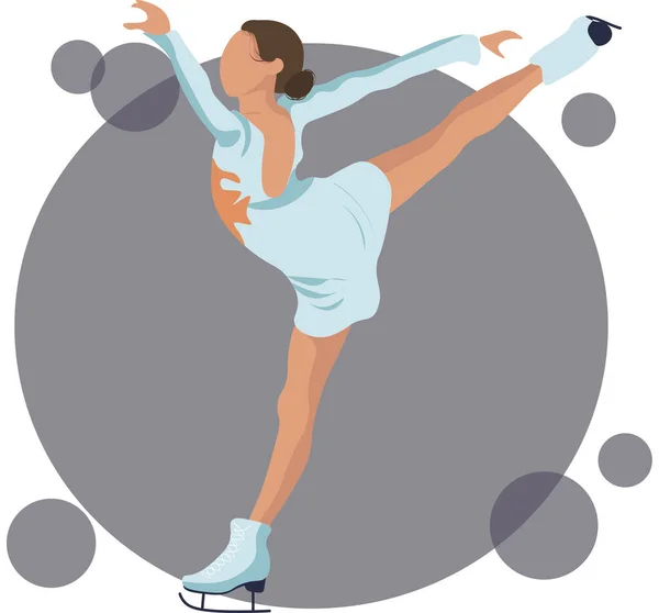 Personajes femeninos. Atleta en la pista. Ilustración vectorial plana. Patinaje artístico. Atletas Ilustración de deportes de invierno. Mujer en movimiento imágenes vectoriales . — Archivo Imágenes Vectoriales