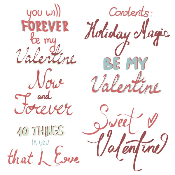 Grazioso set di San Valentino, elementi scarabocchi disegnati a mano clipart, regali, tazza, tazze di festa, leter. Perfetto per web, biglietto di auguri, poster, tag, kit adesivi. . — Vettoriale Stock