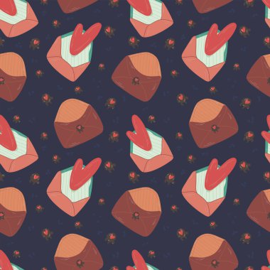 Seni seviyorum, Sevgililer Günü. Güzel el çizimi ile kusursuz desen, karalama sevgililer günü elemanları, duvar kağıdı, ambalaj kağıdı, tekstil, baskı,