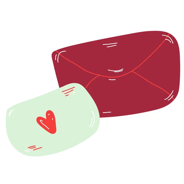 Carta con corazón de un solo elemento dibujado a mano estilo garabato. Diseño de San Valentín para invitaciones, bodas o tarjetas de felicitación —  Fotos de Stock