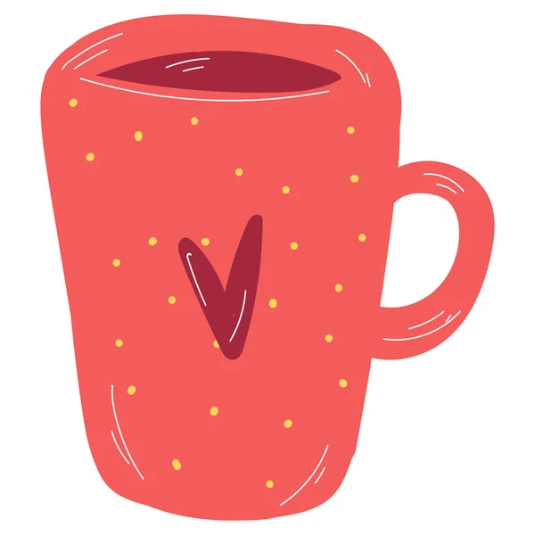 Tazza con cuore decorazione singolo elemento disegnato a mano stile doodle. illustrazione.Disegno di San Valentino per inviti, matrimoni o biglietti di auguri . — Foto Stock