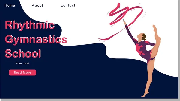 Vrouwen ritmische gymnastiek met lint Sport Life. Flat Vector Illustratie, Ontwerp voor Banner, Poster, Header, Reclame. Jonge vrouw gezonde levensstijl concept. ritmische gymnastiek landing page. — Stockvector