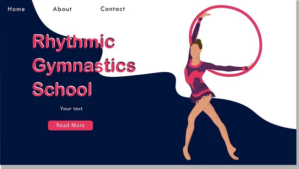 Vrouwen ritmische gymnastiek met hoepels Sport Life. Flat Vector Illustratie, Ontwerp voor Banner, Poster, Header, Reclame. Jonge vrouw gezonde levensstijl concept. ritmische gymnastiek landing page. — Stockvector