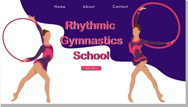 Ginnastica ritmica femminile con cerchi Sport Life. Illustrazione vettoriale piatta, design per banner, poster, intestazione, pubblicità. Young Female Healthy Lifestyle Concept. pagina iniziale di ginnastica ritmica . — Vettoriale Stock