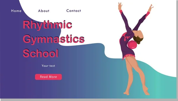 Ginnastica ritmica femminile con palla Sport Life. Illustrazione vettoriale piatta, design per banner, poster, intestazione, pubblicità. Young Female Healthy Lifestyle Concept. pagina iniziale di ginnastica ritmica . — Vettoriale Stock