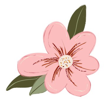Tek çiçek, yaprak, bitki, dal. Vektör. Klişe karalama. Beyaz bir arka planda izole edilmiş. Tasarım, kartlar, davetiyeler, dekorasyon, çıkartmalar için.