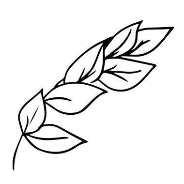 Tek el egzotik tropikal yaprak çizdi. Karalama stilinde, siyah ana hat beyaz bir arkaplanda izole edilmiş. Kartlar, posterler, sosyal medya afişleri, çıkartmalar için hoş bir unsur. Vektör illüstrasyonu