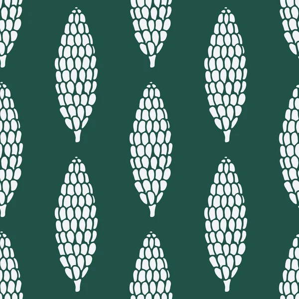 Motif sans couture avec des cônes de pin et de conifères dessinés à la main — Image vectorielle