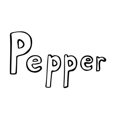 Vektör el çizimi ana karakter biber metni