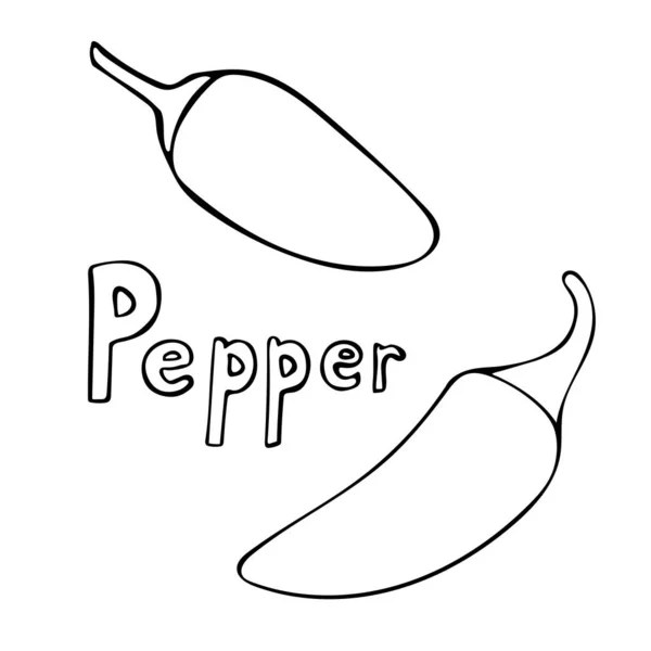 Set of vector hand drawn outline jalapeno peppers — Stock Vector