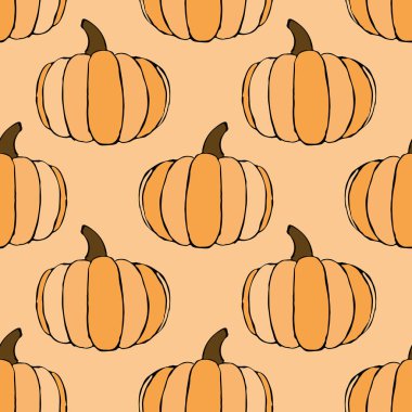 El çizilmiş anahat kabaklar ile vektör dikişsiz desen