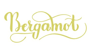 Beyaz arkaplanda izole edilmiş bergamot yazısı