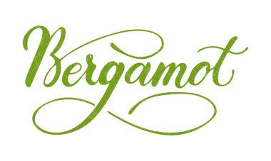Beyaz arkaplanda izole edilmiş bergamot yazısı