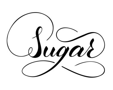 Beyaz arkaplanda izole edilmiş vektör elle yazılmış şeker metni