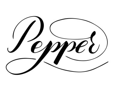 Beyaz arkaplanda izole edilmiş vektör el yazısı biber metni