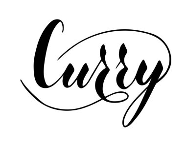 Beyaz arkaplanda izole edilmiş köri yazısı