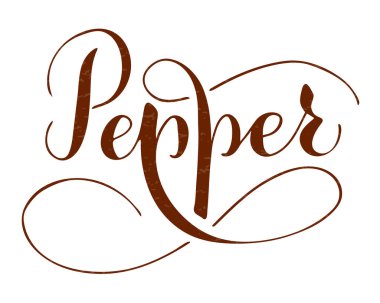 Beyaz arkaplanda izole edilmiş vektör el yazısı biber metni