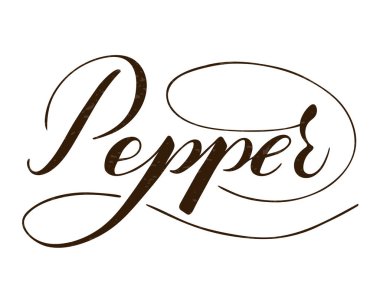 Beyaz arkaplanda izole edilmiş vektör el yazısı biber metni