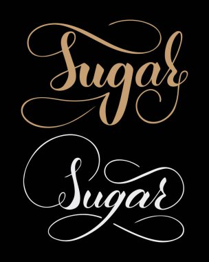 Siyah arkaplanda izole edilmiş vektör elle yazılmış şeker metni