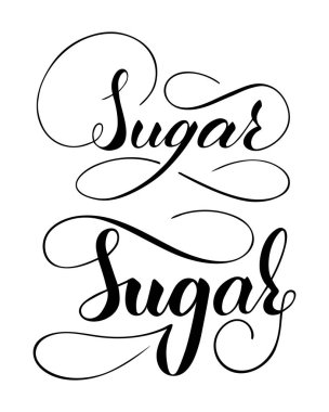 Beyaz arkaplanda izole edilmiş vektör elle yazılmış şeker metni