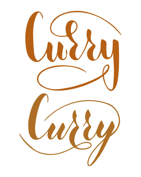 Vector hand written curry text isolated on white background