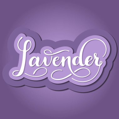 Vektör kağıdı, el yazısı lavanta metninin illüstrasyonunu kesti