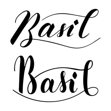 Beyaz arkaplanda izole edilmiş fesleğen yazısı