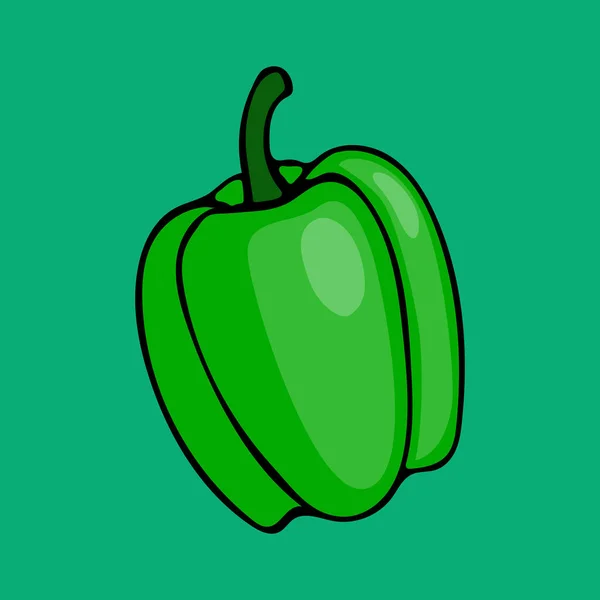 緑の鐘唐辛子のベクトル手描きの漫画のイラスト — ストックベクタ