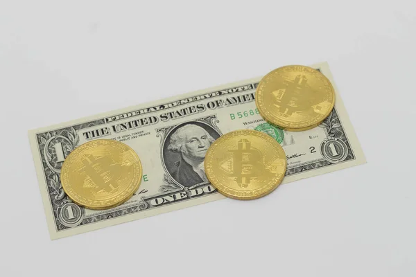 Dolar a bitcoin — Stock fotografie