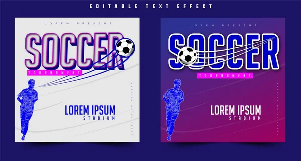 soccer tournament sports style design event, 3d text effect sport event header or title, for poster and banner. easy editable and customize, modern style and colorful