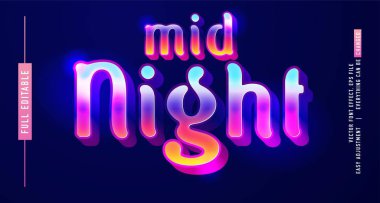Premium metin efekti düzenlenebilir vektör şablonu, neon gece tarzı, modern görünüş, parlayan ışığın etkisiyle, her şey değiştirilebilir ve olayın ihtiyaçlarına göre ayarlanabilir ve daha fazlası