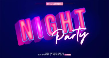 Premium metin efekti düzenlenebilir vektör şablonu, neon gece tarzı, modern görünüş, parlayan ışığın etkisiyle, her şey değiştirilebilir ve olayın ihtiyaçlarına göre ayarlanabilir ve daha fazlası