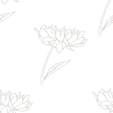 Pastel renginde şakayık çiçekleri pürüzsüz desen. El çizimi vektör illüstrasyonu.