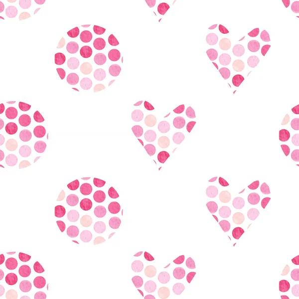 Wzór szwów akwarelowych z różowymi kółkami tęczowymi — Zdjęcie stockowe