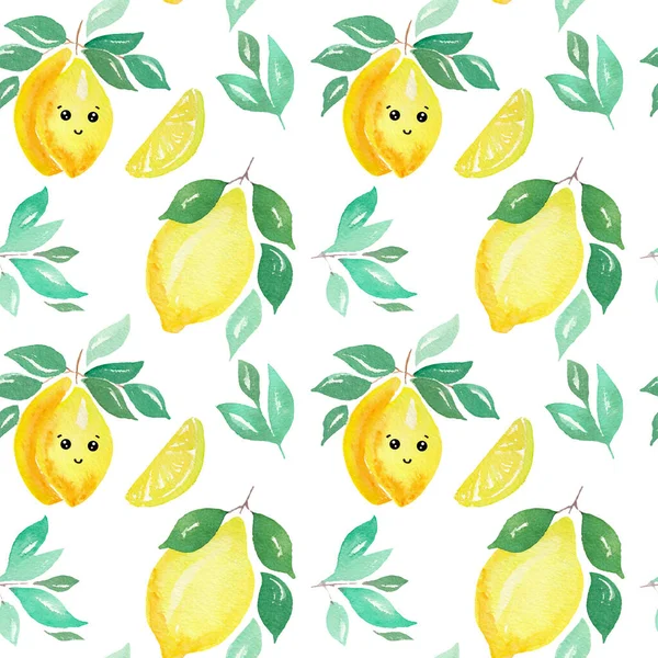 레몬 물감없는 방수 패턴이죠. 손으로 칠 한 수채류. — 스톡 사진