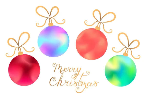 Ensemble de boules de Noël colorées. Lettrage Joyeux Noël . — Image vectorielle