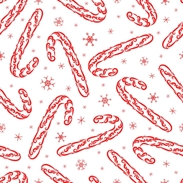 Canne de caramel de Noël à partir d'éléments d'ornement vectoriel motif sans couture. Texture sans couture stylisée de canne de caramel rouge de Noël . — Image vectorielle