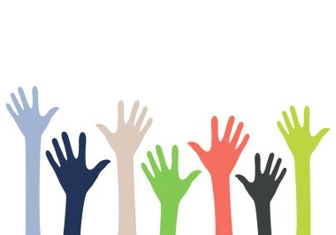 Siluet el kaldırdı. Beyaz arka planda izole bir nesne. Vektör çizimi. Avuç içi şekli.