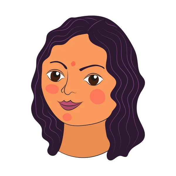 Cara de chica india. Feliz Día de la Mujer el 8 de marzo. Retrato étnico . — Vector de stock