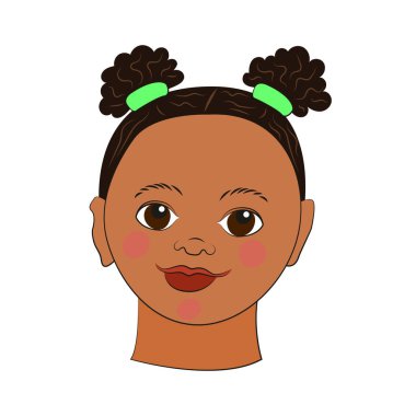 African girl face with ponytails. Ethnic portrait. Happy Women's Day on March 8th. vector African girl face with ponytails. Ethnic portrait. Happy Women's Day on March 8th. vector