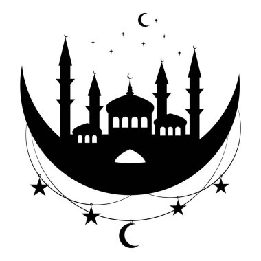 Siyah çizgili Ramazan bayramı kompozisyonu.