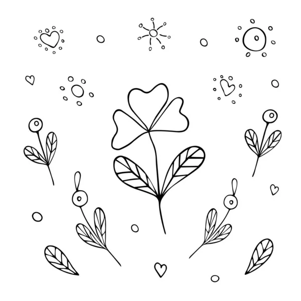 Stylized flower hand drawn black line. Image for your decor and design. Stock vector illustration. Decoration. Coloring.