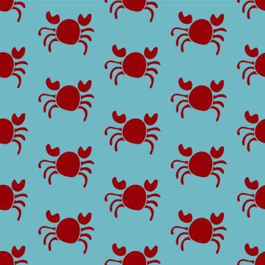 Yengeçli kusursuz desen. El çizimi yengeç. Vektör çizimi. Eps 10